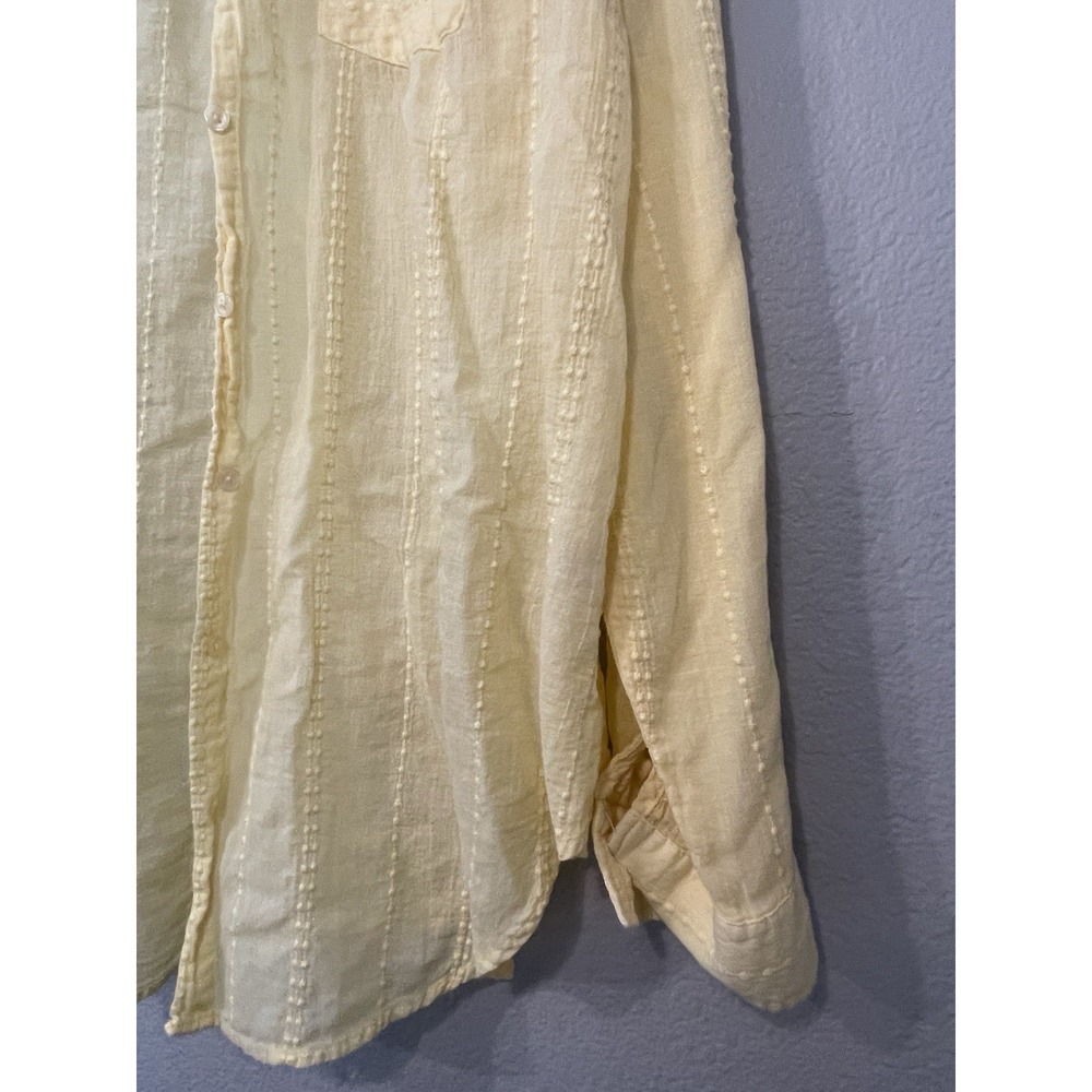 Westport 100% Cotton Swiss Dot Yellow Button Up Long Sleeve Shirt Lightweight - Picture 6 of 9
